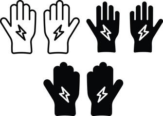 Fototapeta premium Electric Shock Hazard Protection Safety Handwear Warning Sign Symbol Danger Power Icon Vector Silhouette and Pictogram..eps