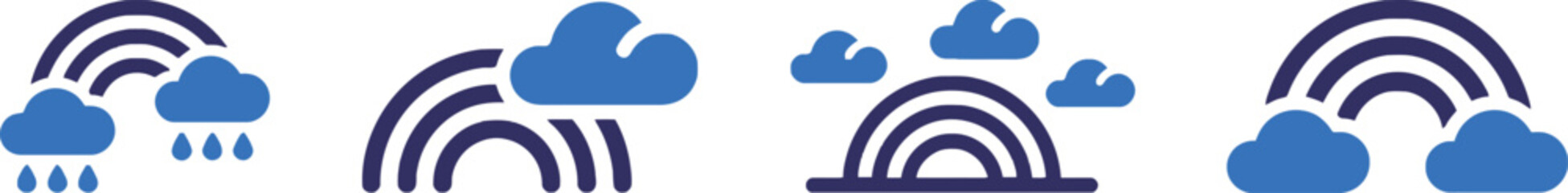 rainbow, cloud, rain, weather, icon, symbol, nature, sky, storm, forecast, meteorology, graphic, design, illustration, vector, blue, dark blue, white background, atmospheric, precipitation, climate, w