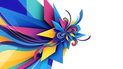 Vibrant Abstract Geometric Design with Colorful Burst and Copy Space perfect for website banner, presentation slide, marketing material, print design, social