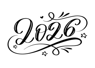 text 2026 calligraphy vector, new year 