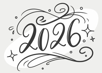 calligraphy text 2026 vector, new year 