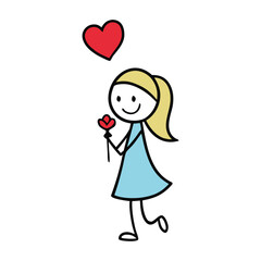 A cute stick-figure scene where one character kneels with a tiny ring, proposing with a big smile, while the other blushes with joy, hearts floating gently around them.”