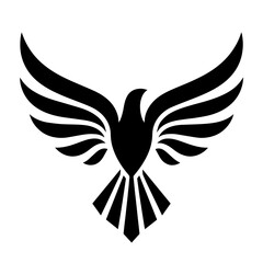 Fototapeta premium Descending dove symbolizes Holy Spirit, illustrated with stylized wings and geometric tail, evoking themes of peace and divinity.