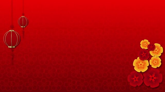 Chinese new year background lanterns flowers celebration traditional suitable for greetings, banners, festive promotions, and cultural event design.