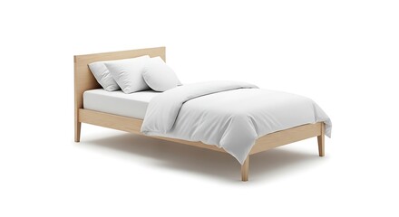 Shop modern platform bed frame with white bedding and pillows for bedroom furniture online sale now