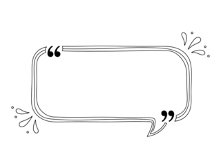 Empty speech bubble outline with decorative flourishes on a black background