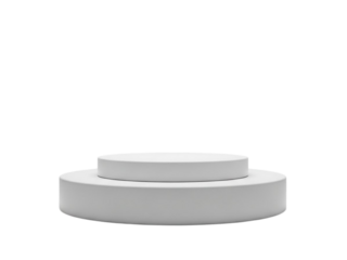 Minimalist white two tiered podium on a black background