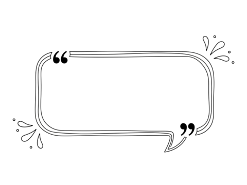 Empty speech bubble outline with decorative flourishes on a black background