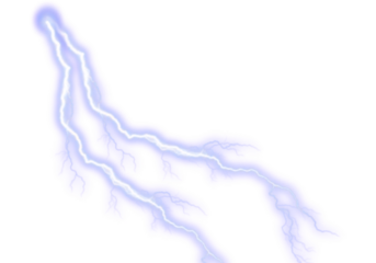 Electric lightning bolt strike against black background in a dramatic display of power