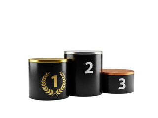 Three tiered podium for first second and third place winners