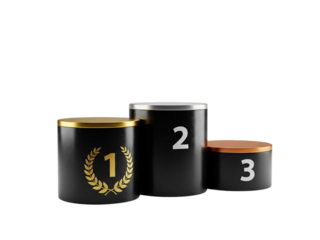 Three tiered podium for first second and third place winners