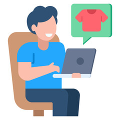 Happy customer easily buying stylish clothing online using a laptop computer