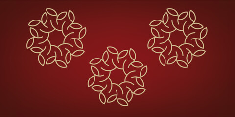 Happy new year  modern design set in red, oriental traditional ornament, frame and border.