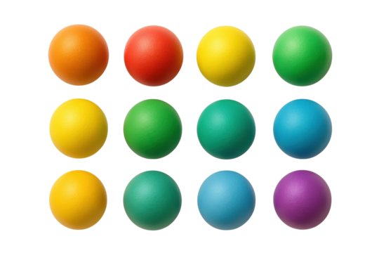 Twelve Brightly Colored Matte Easter Eggs Arranged in Rows isolated PNG with Transparent Background - Powered by Adobe