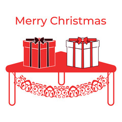 Merry Christmas Gifts on Festive Table
