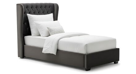 Shop upholstered wingback bed frame with tufted headboard platform bed for bedroom furniture online now