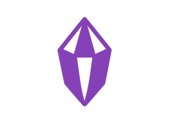 Purple abstract geometric diamond shape on transparent background, symbolizing a fantasy video game element, life indicator, or status icon