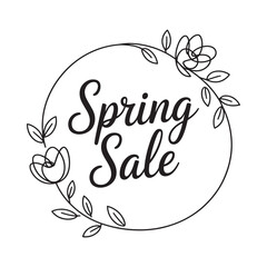 Elegant spring sale announcement with floral wreath