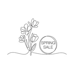 Elegant spring sale announcement with delicate flower illustration