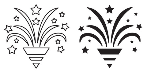 Graphic illustration of a celebratory firework burst, a dazzling symbol of joy and excitement, ideal for conveying festive cheer and marking special moments