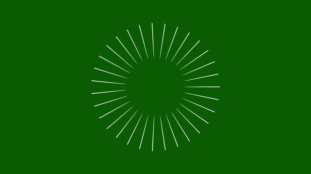 Shiny circle burst fireworks animation with glowing line sparks, ellipse pop explosions, and geometric blast effects designed for green screen seamless motion graphics overlays and visual in 4K.