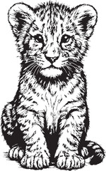 Lion Cub Sitting Portrait Isolated Vector Illustration On Transparent Background