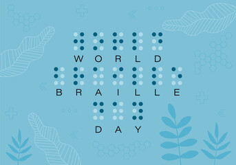 Braille reading. World Braille Day Vector Design