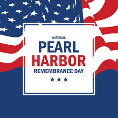 Naklejka na ściany i meble National Pearl Harbor Remembrance Day poster vector illustration. Abstract Flag of the United States square frame. Waving american flag symbol. Template for background, banner, card. 7 December