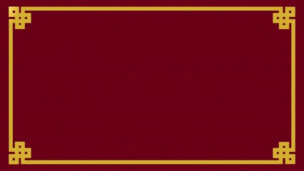 Chinese border red background gold frame traditional pattern asian style ornamental, ideal for lunar new year greetings, invitations, cultural events, or festive designs.