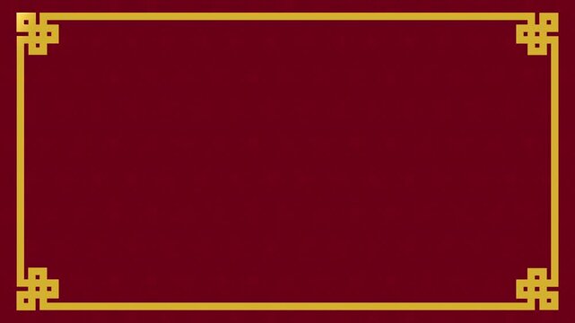 Chinese border red background gold frame traditional pattern asian style ornamental, ideal for lunar new year greetings, invitations, cultural events, or festive designs.