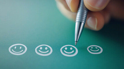 Customer satisfaction survey shows positive results with smiling faces