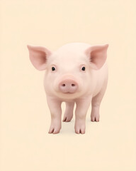 Pink Baby Pig Standing on Soft Background