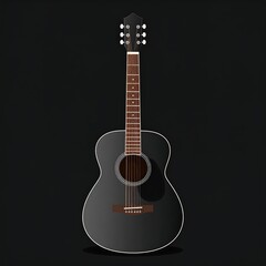Fototapeta premium Flat illustration of a dark gray acoustic guitar