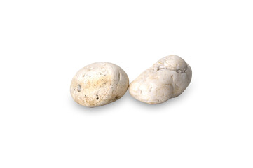 Two Smooth White River Stones Isolated on White