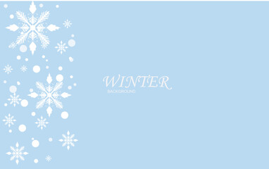 Snowflake background design for winter in flat style, snowflakes illustration Vector