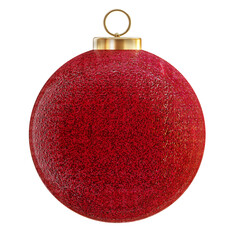A red Christmas ornament isolated on a transparent background, featuring smooth glossy surface, soft reflections, and clean lighting. Perfect for holiday designs, banners, product mockups, and festive
