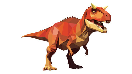 Fototapeta premium Colorful low poly t-rex dinosaur with sharp teeth and horns on white background