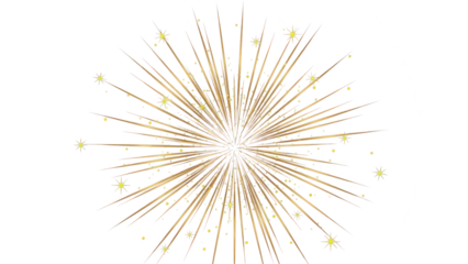 Golden firework texture, thin  stroke lines. Isolated png illustration, transparent background. Design  for overlay, montage, texture. Happy new year concept.