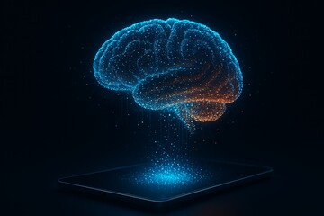 Digital Brain Projection from Tablet - AI Concept