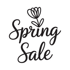 Spring sale hand lettered typography with floral accent