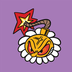 flower bomb design style unique and expressive design for clothing or skate brand
