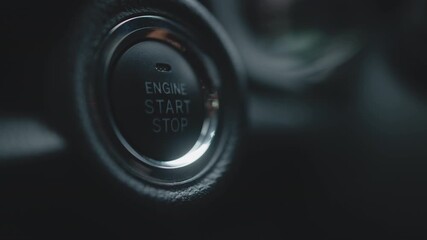 Close-up of a modern car start button, highlighting convenience, advanced technology, and sleek design that offer easy control. Concept modern comfort