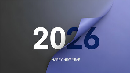 New year 2026 revealed with turning page effect and happy new year message