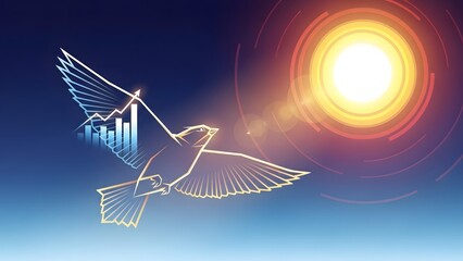 Financial Growth and Freedom: Bird Flying Towards Success perfect for financial reports, business presentations, investment websites, economic blogs, corporate