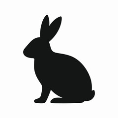 Obraz premium Sitting rabbit silhouette icon. Black bunny symbol