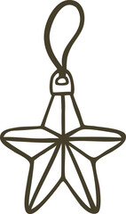 Christmas tree ball star shape toy, vector doodle festive Happy New Year and Merry Christmas winter holiday decoration