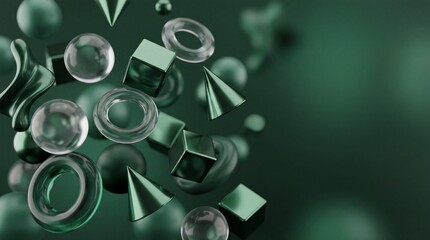 Abstract background with rendered 3D objects