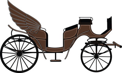 Fototapeta premium Fantasy-style vintage horse carriage with winged design, ideal for magical transport, storytelling, and whimsical illustration themes.