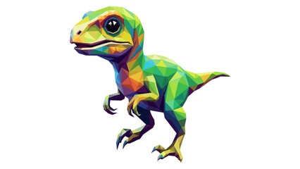 Obraz premium Colorful low poly dinosaur art: geometric style cute baby dinosaur design