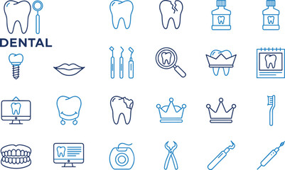 Includes Tooth, Implant, Tools, and X-ray, Vector Illustration for Web and Mobile App.Includes Tooth, Implant, Tools, and X-ray, Vector Illustration for Web and Mobile App.